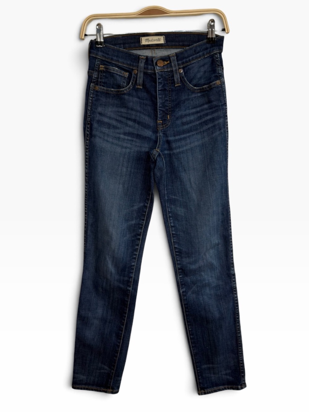 Madewell Slim Straight Jeans Womens Size 24 Dark Wash Stretch Denim High Rise